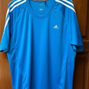 Adidas Men's Vibrant Blue Tee with White Accents